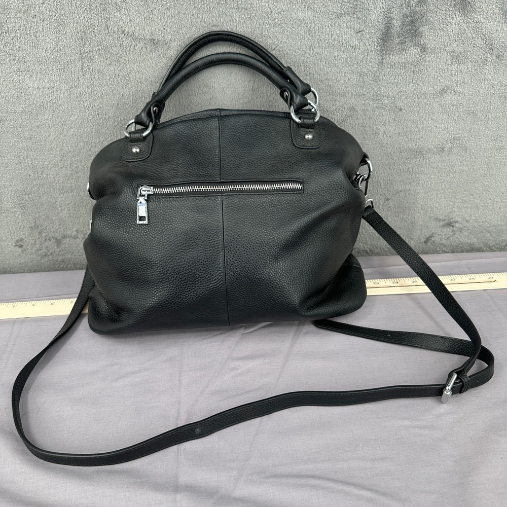 Kattee Satchel Bag Womens Medium Black Good Pebbled Leather Crossbody Tote